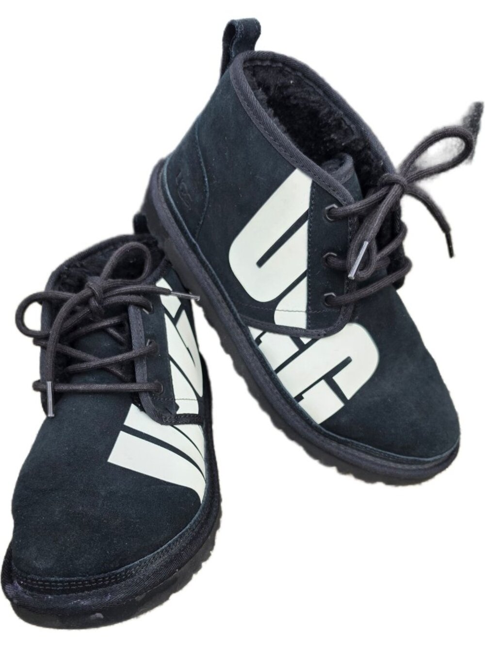 UGG Men's Neumel Chopd Black Suede Graphic Chukka Boots Sz 9